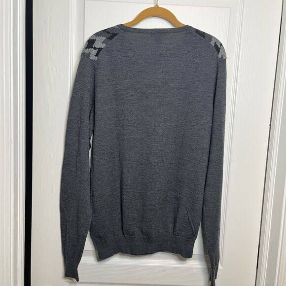 H&M Merino Wool Knit Blend Houndstooth Lightweight Long Sleeve Crew Neck Sweater - Picture 2 of 9